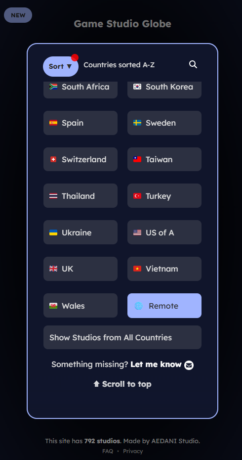 Game Studio Globe mobile support and remote studio profile view
