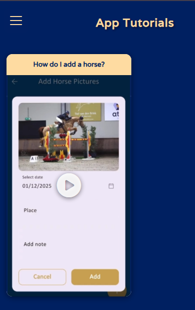 Horse Data Drop app tutorials and setup guidance section