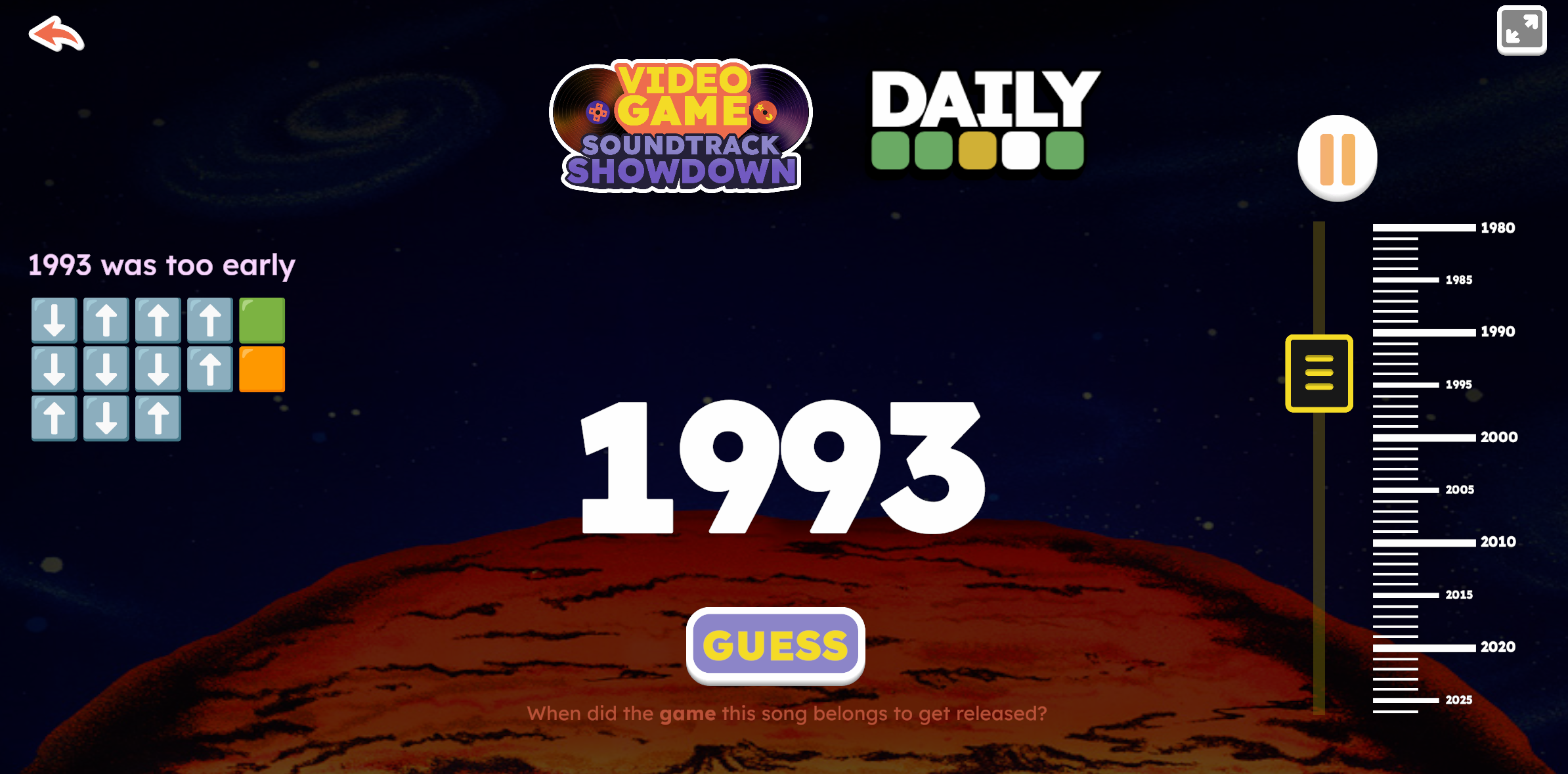 Daily challenge mode in soundtrack showdown